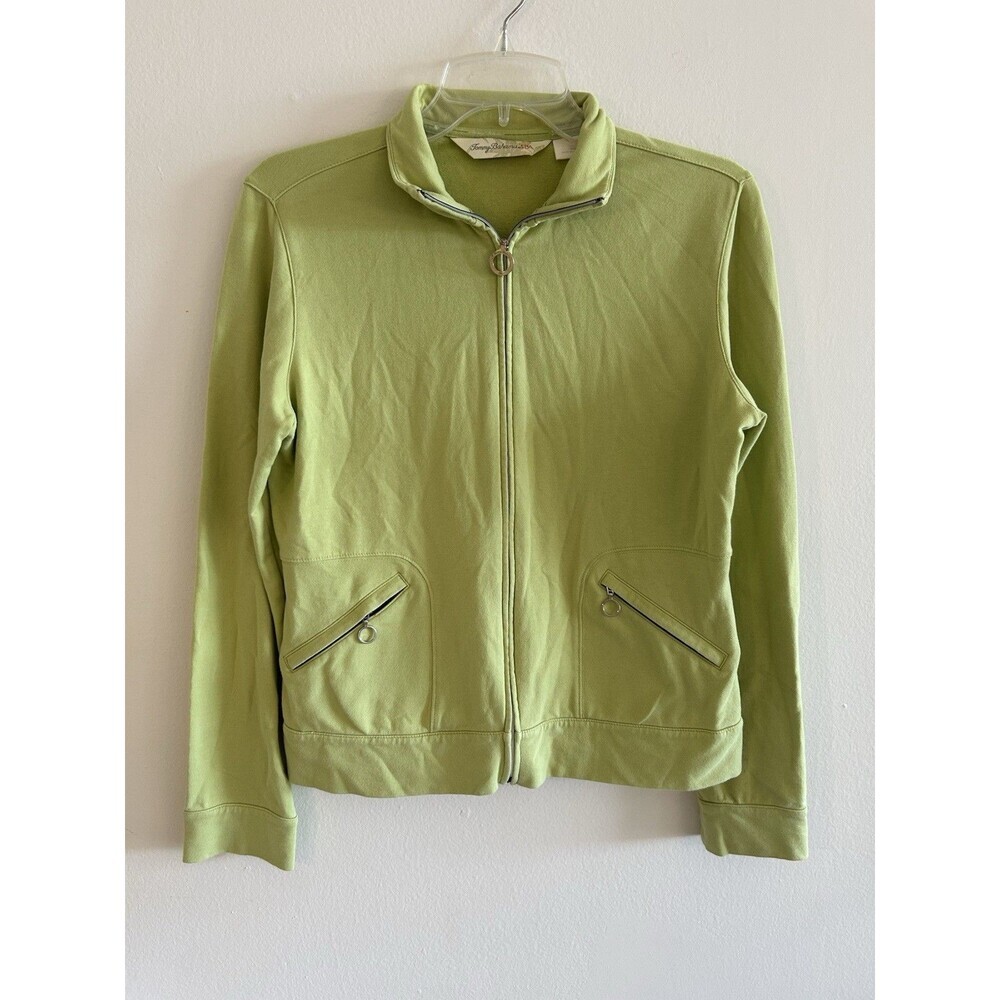 Tommy Bahama Spa Jacket Full Zip Pockets Lightweight Women's S Green Long Sleeve